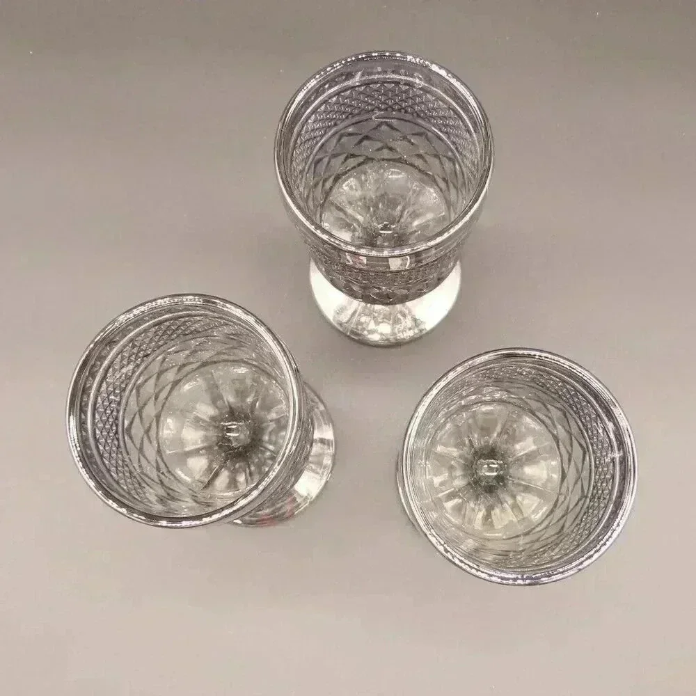 Anchor Hocking WEXFORD Pewter Mist Silver Wine Goblets Glasses 6 ounce Set of 3